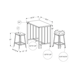 Monarch Counter height table with 2 stools Grey New