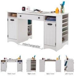 Meubles South Shore Craft Table with Storage - South Shore PURE WHITE Clearance