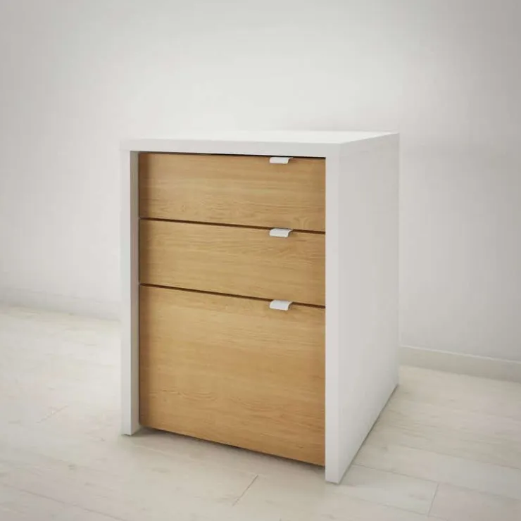 Nexera Desk and 3-Drawer Filing Cabinet - White and Beige New