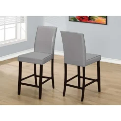 Monarch Dining chair - 2pcs / leather-look counter height - Grey Outlet