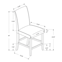 Monarch Dining chair - 2pcs / leather-look counter height - Grey Outlet