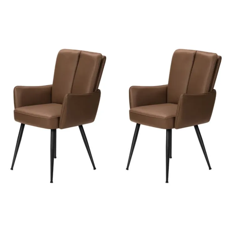 Monarch Dining Chairs Faux Leather (Set of 2) - Light - BROWN