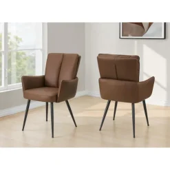 Monarch Dining Chairs Faux Leather (Set of 2) - Light - BROWN