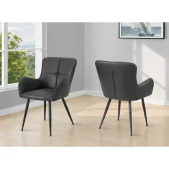 Monarch Dining Chairs (Set of 2) Leather-Look 33” Height - BLACK Outlet