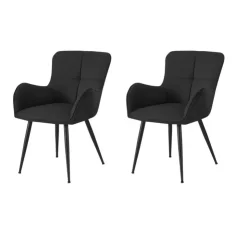 Monarch Dining Chairs (Set of 2) Suede-Look 33” Height - BLACK Online