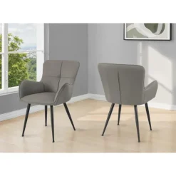 Monarch Dining Chairs (Set of 2) Suede-Look 33” Height - GREY
