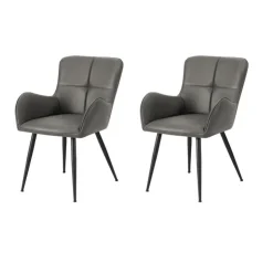 Monarch Dining Chairs (Set of 2) Leather-Look 33” Height - GREY