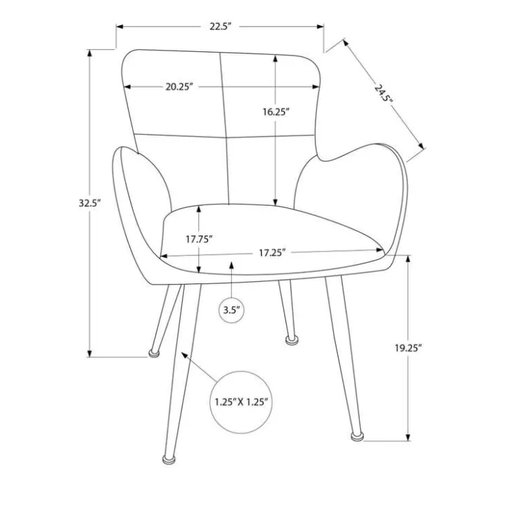 Monarch Dining Chairs (Set of 2) Leather-Look 33” Height - GREY