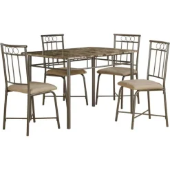 Monarch Dining set - 5pcs set / marble / bronze metal - Espresso New