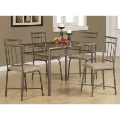 Monarch Dining set - 5pcs set / marble / bronze metal - Espresso New