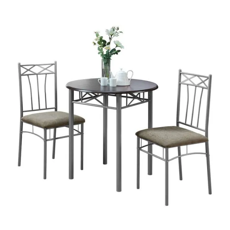 Monarch Dining set - 3pcs set / / silver metal Espresso Clearance