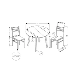 Monarch Dining set - 3pcs set / top / black metal Grey Clearance