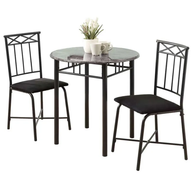 Monarch Dining set - 3pcs set / marble / charcoal metal Grey