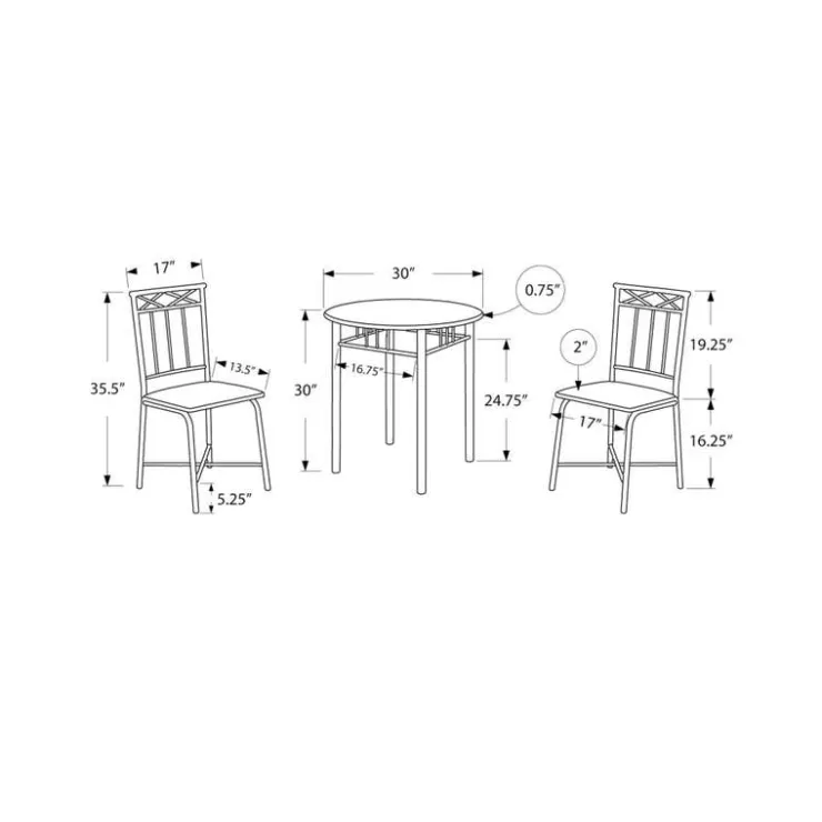 Monarch Dining set - 3pcs set / marble / charcoal metal Grey