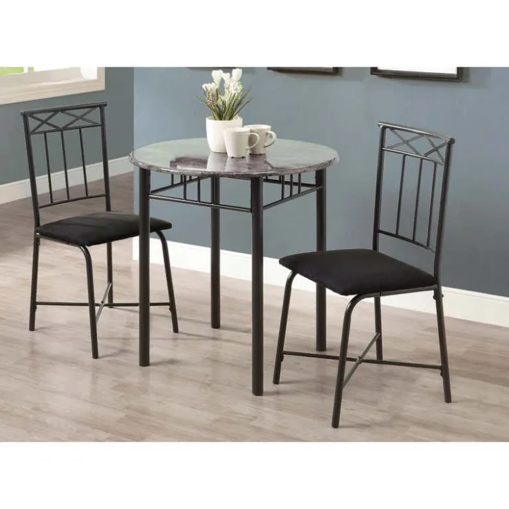 Monarch Dining set - 3pcs set / marble / charcoal metal Grey