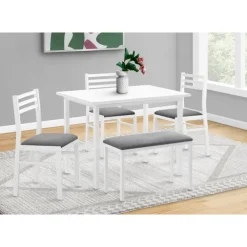Monarch Dining set - 5pcs set / top / metal White