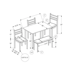 Monarch Dining set - 5pcs set / top / metal White