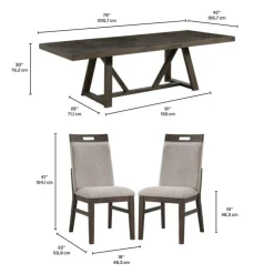 Dining Table with 4 Chairs GREY Outlet