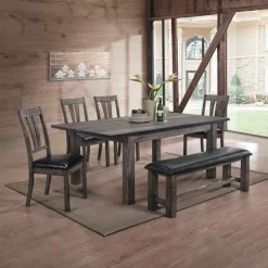 Dining Table with 4 Chairs Grey Sale