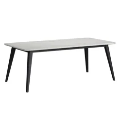 Dining Table with White Marble-Look Top Marble Top,Black Legs Best