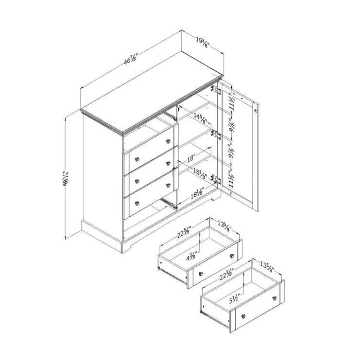 Meubles South Shore Door Chest With 5 Drawers - South Shore FALL OAK Sale