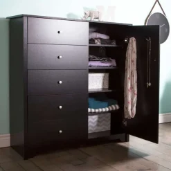 Meubles South Shore Door Chest With 5 Drawers - South Shore PURE BLACK Discount