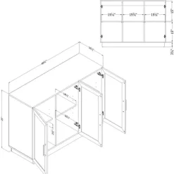 Meubles South Shore 3-Door Glass-Front Buffet - South Shore Black Oak and Natural Ash