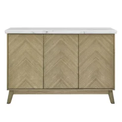 3-Door White Marble Top Server White / Naturel Clearance