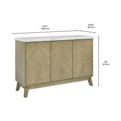 3-Door White Marble Top Server White / Naturel Clearance