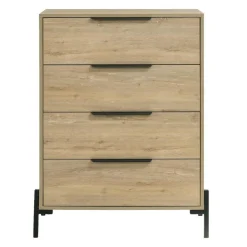 4-Drawer Chest Natural, black legs and legs New