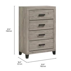 4-Drawer Chest Light Grey New