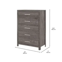 MEQ 5-Drawer Chest - Grey COUNTRY GREY Clearance