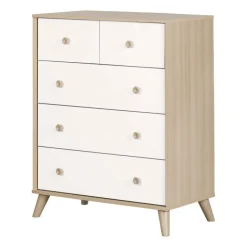 Meubles South Shore 5-Drawer Chest - South Shore Soft Elm and White Clearance