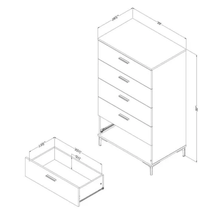 Meubles South Shore 5-Drawer Chest - South Shore Nordik Oak Sale