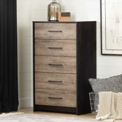 Meubles South Shore 5-Drawer Chest - South Shore WEATHERED OAK AND RUBBED BLACK Sale