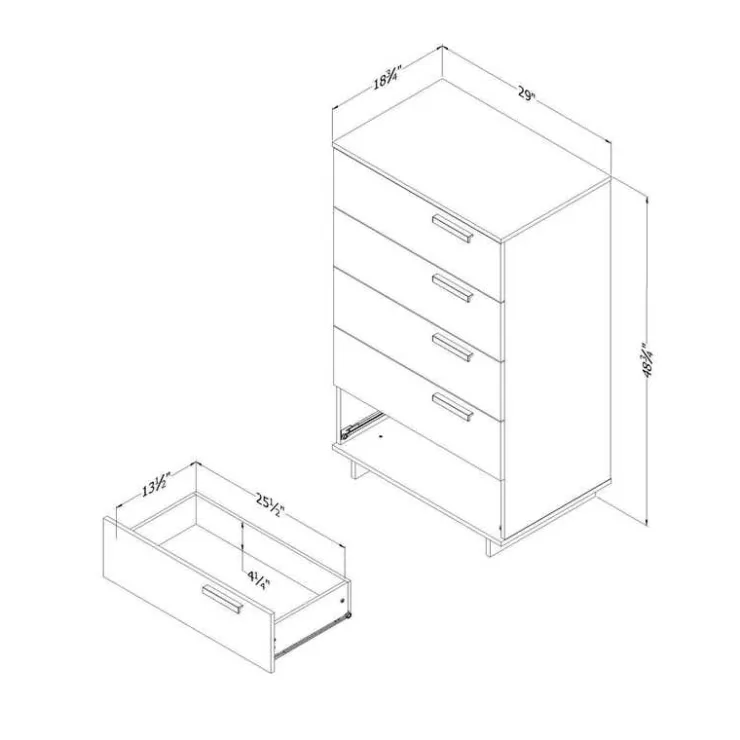 Meubles South Shore 5-Drawer Chest - South Shore Nordik Oak Outlet