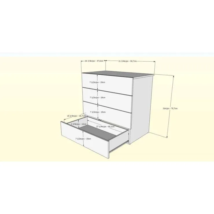 Nexera 4-drawer chest, natural maple - Beige