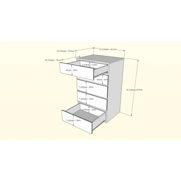 Nexera 5-Drawer Chest, White New