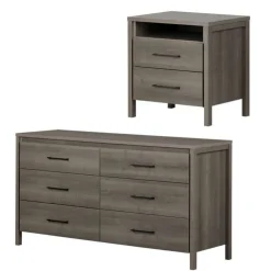 Meubles South Shore 6-Drawer Double Dresser And Nightstand Set - South Shore Gray Online