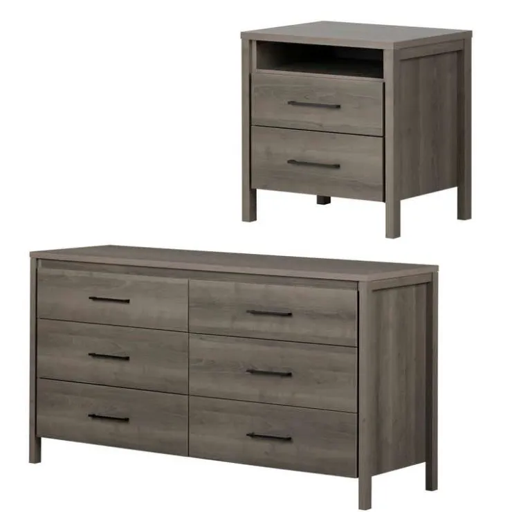 Meubles South Shore 6-Drawer Double Dresser And Nightstand Set - South Shore Gray Online