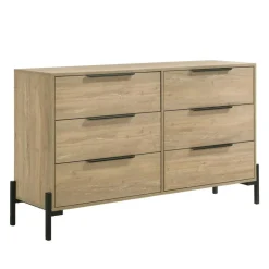 6-Drawer Dresser Natural, black legs and legs Hot