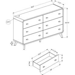 Monarch 6-Drawer Dresser Walnut Outlet
