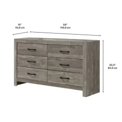 6-Drawer Dresser Grey Outlet