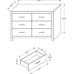 Monarch 6-Drawer Dresser Oak Hot