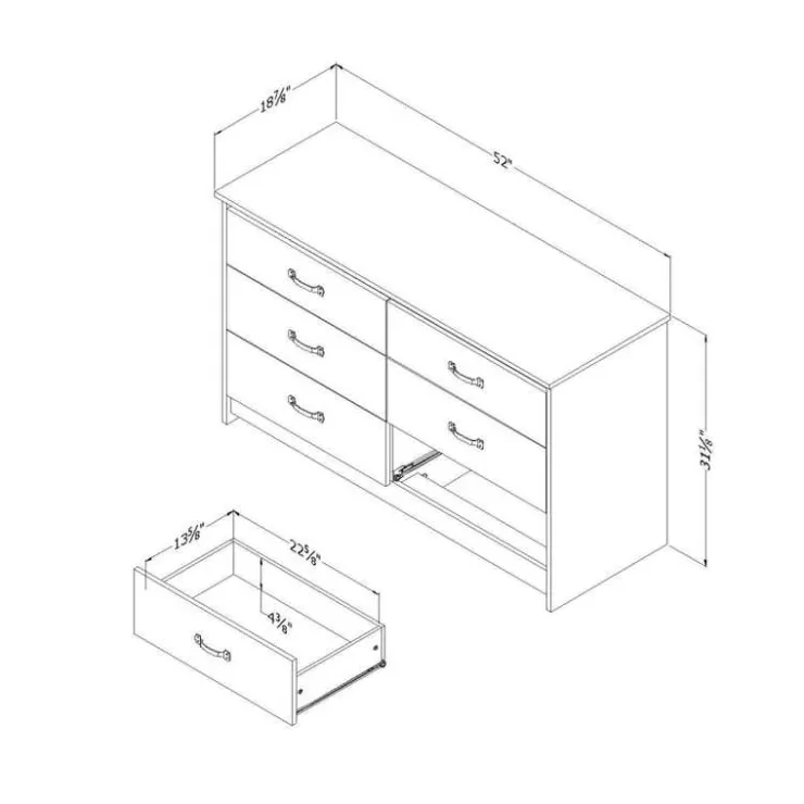 Meubles South Shore 6-Drawer Dresser - South Shore Nordik Oak Hot
