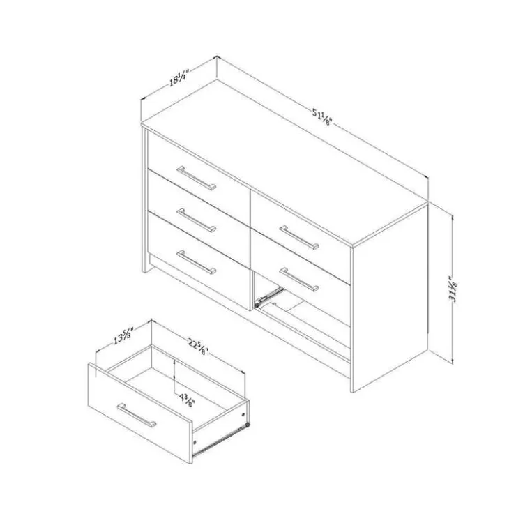 Meubles South Shore 6-Drawer Dresser - South Shore WEATHERED OAK AND RUBBED BLACK Clearance