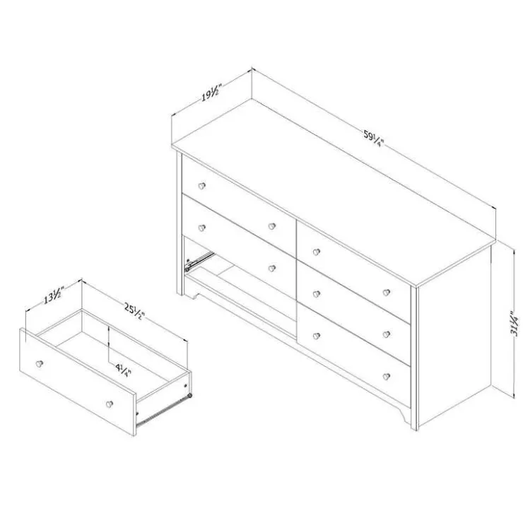 Meubles South Shore 6-Drawer Dresser - South Shore Pure Black Online