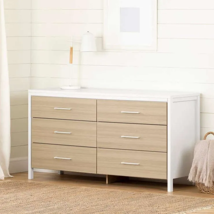 Meubles South Shore 6-Drawer Dresser - South Shore White and Soft Elm Clearance