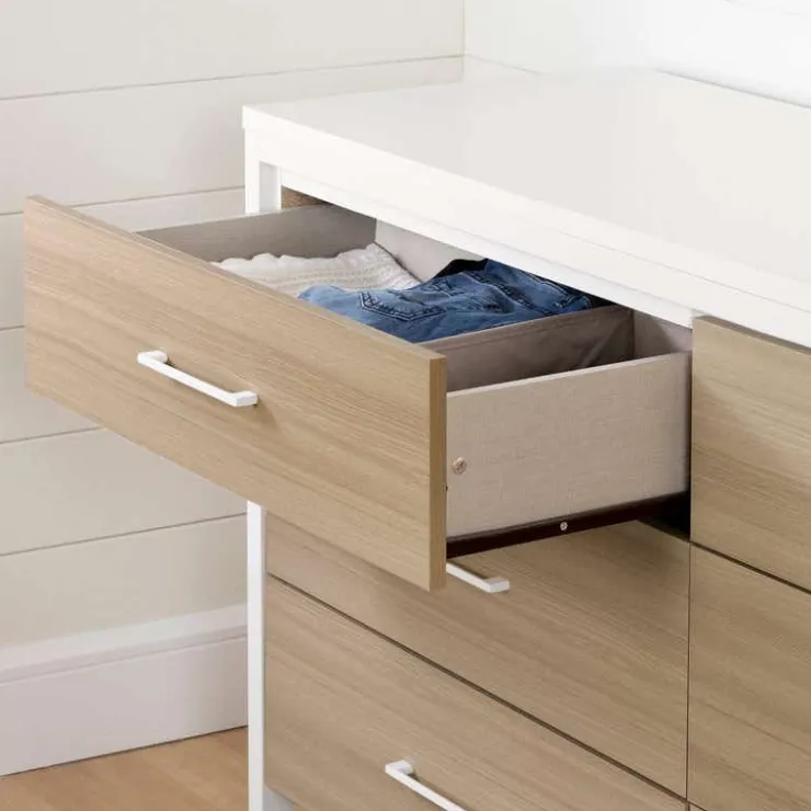 Meubles South Shore 6-Drawer Dresser - South Shore White and Soft Elm Clearance