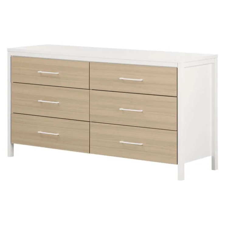 Meubles South Shore 6-Drawer Dresser - South Shore White and Soft Elm Clearance